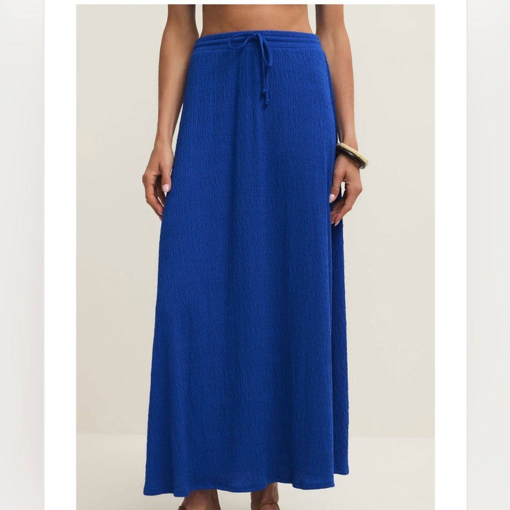Z Supply Marine Blue Textured Maxi Skirt